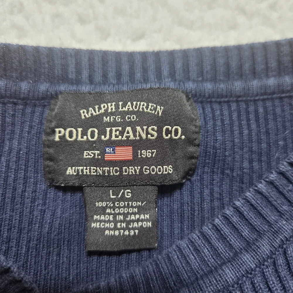 Vintage RL Polo Jeans Company Sweater Men's Size Large Ralph Lauren Y2K‎ Flag